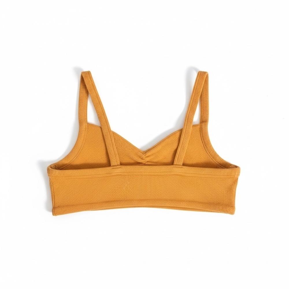 Garage Ribbed Ruched Bralette Tank Top Small Orange - Picture 2 of 3